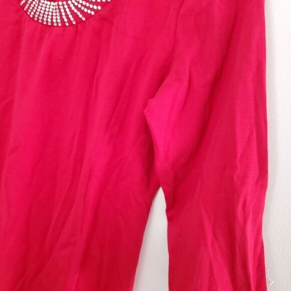 Style & Co Women's Size L Red Studded Long Sleeve Blouse - Picture 6 of 8